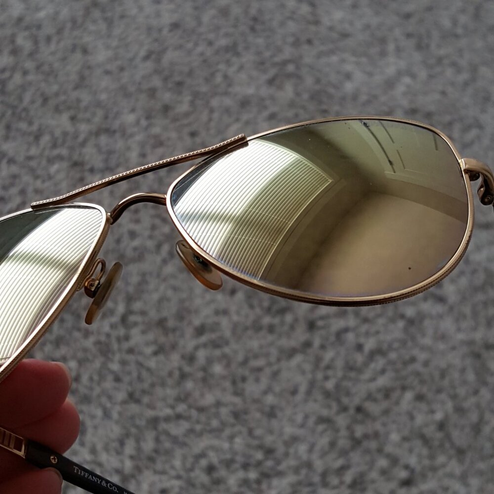 Tiffany & Co. 18K GOLD PLATED Atlas Aviator Pilot Sunglasses Mirror Roman Numer - Picture 15 of 17